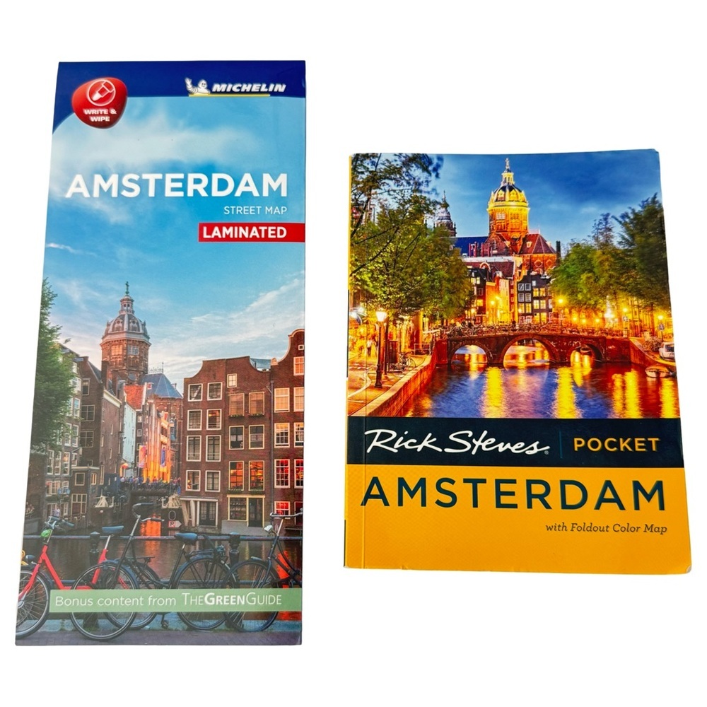 Amsterdam Set Michelin Street Map and Rick Steves Pocket Guidebook Travel